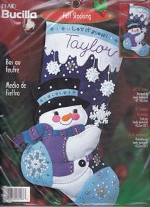 DIY Bucilla Let it Snow Snowman Snowflakes Christmas Felt Stocking Kit 84588
