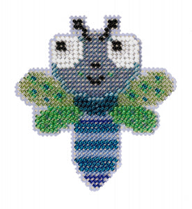 Mill Hill counted cross stitch ornament kit. Design features a dragonfly.
