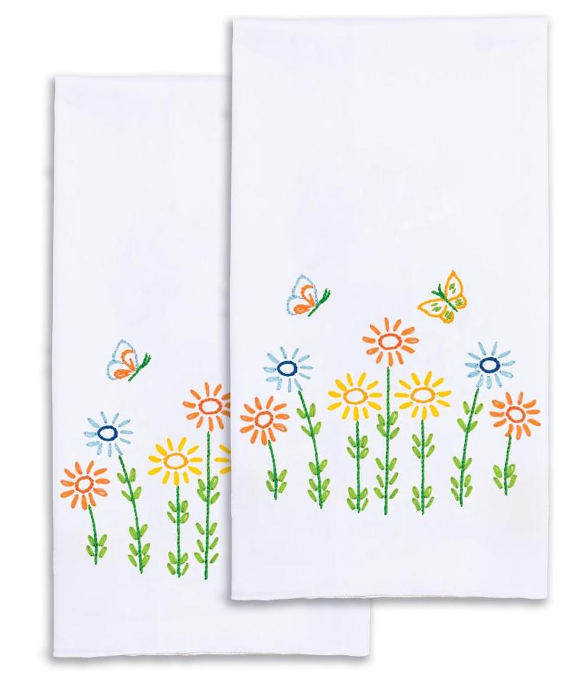 DIY Jack Dempsey Field of Flowers Stamped Embroidery Hand Towel Kit 320928