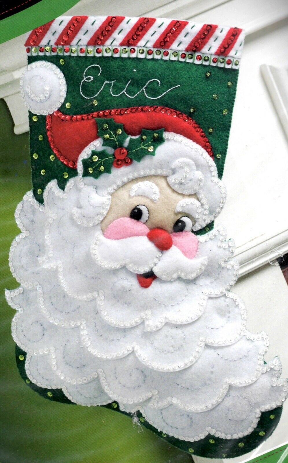 DIY Bucilla Jolly St Nick Santa Face Beard Christmas Eve Felt Stocking Kit 86648