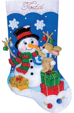 Load image into Gallery viewer, DIY Design Works Busy Bunny Snowman Holiday Christmas Felt Stocking Kit 5259