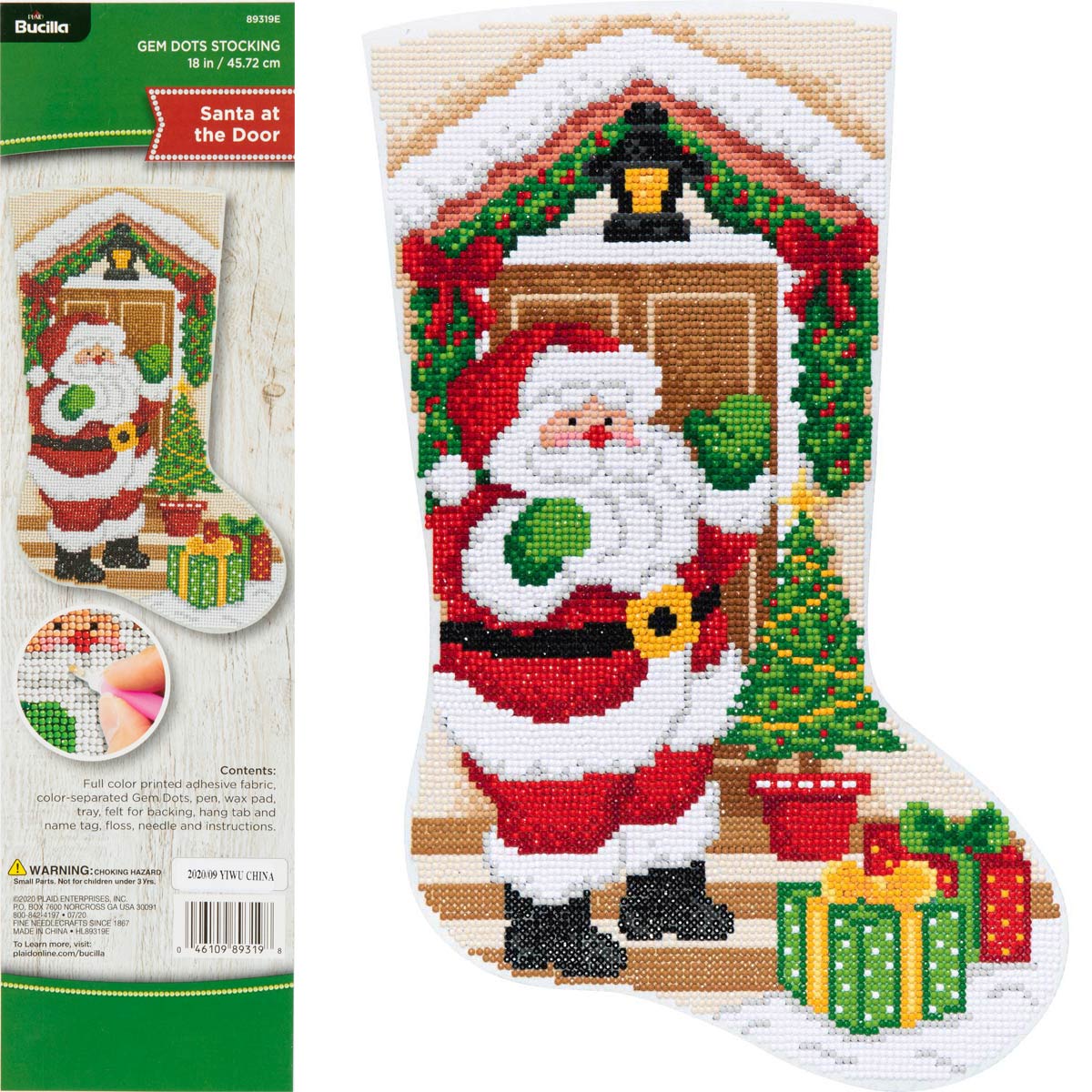 DIY Bucilla Gem Dots Santa at the Door Christmas Craft Facet Stocking Kit 89319E