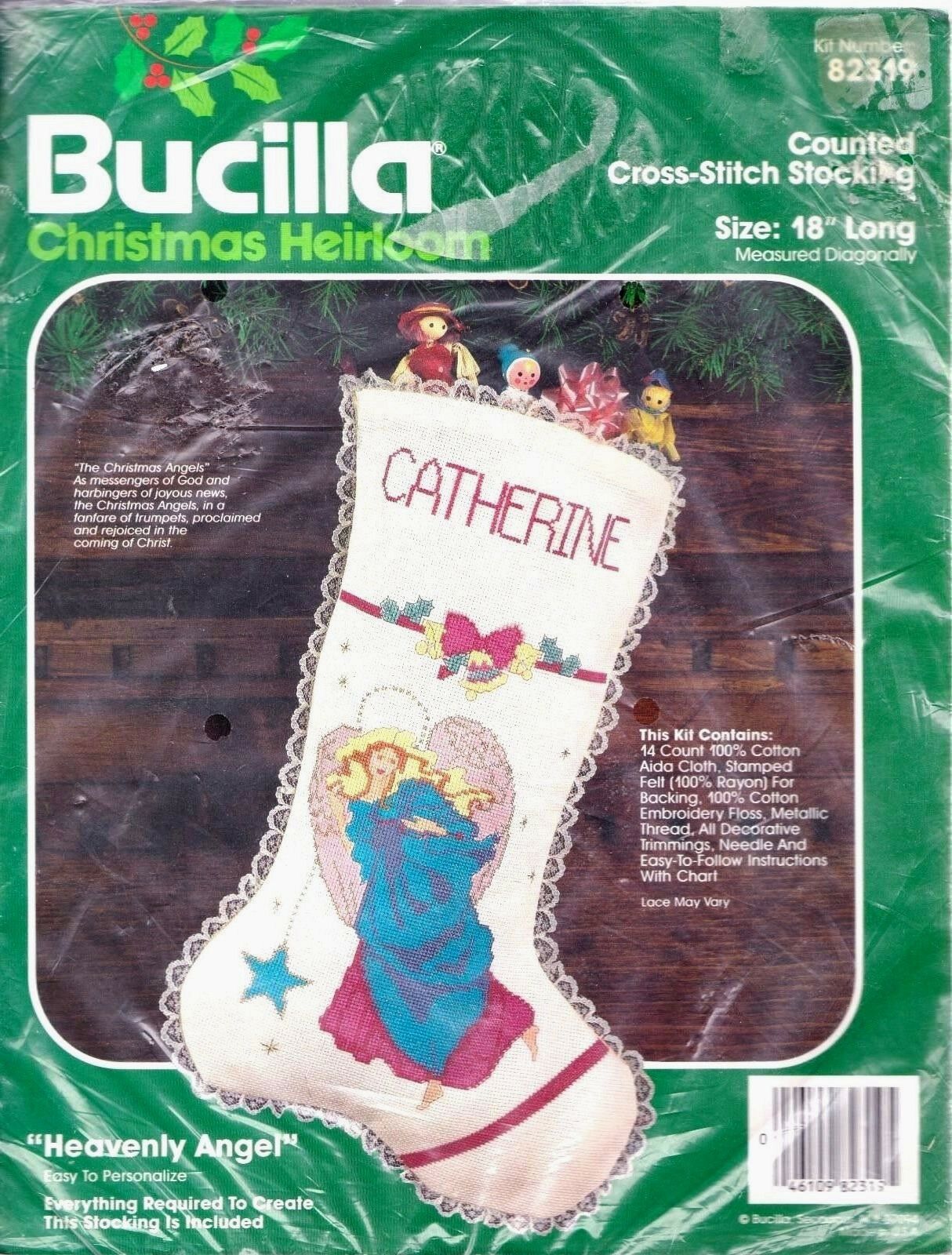 DIY Bucilla Heavenly Angel Christmas Counted Cross Stitch Stocking Kit 82319