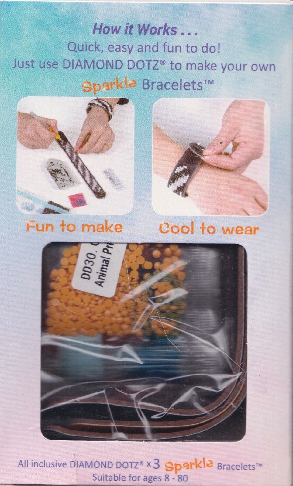 DIY Damaged Box Diamond Dotz Animal Prints Sparkle Bracelet Facet Bead Craft Kit