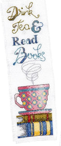 DIY Bucilla Drink Tea & Read Books Cup Counted Cross Stitch Bookmark Set 47921E