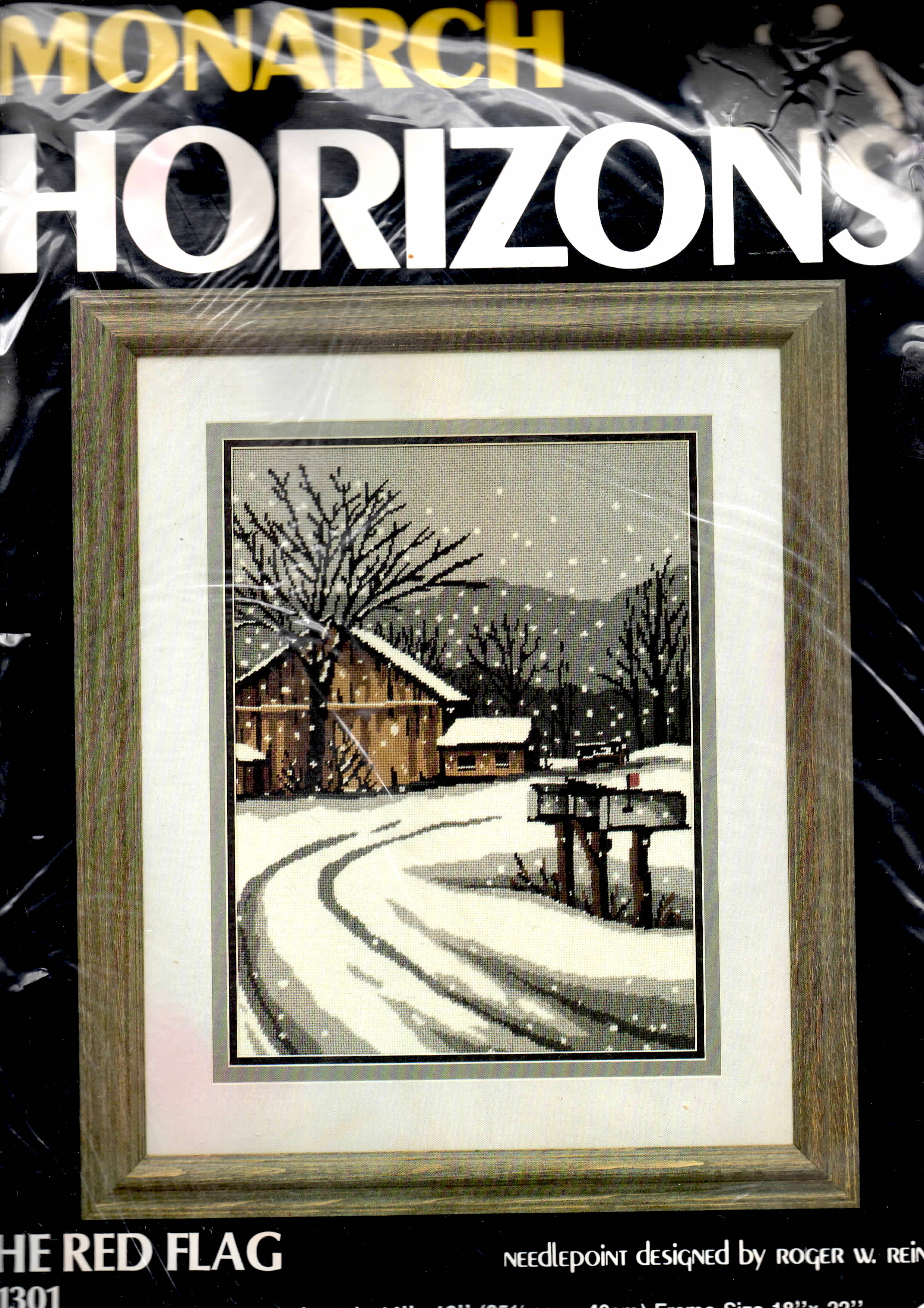 DIY Horizons The Red Flag Snow Scene Cabin Winter Needlepoint Wall Hanging Kit