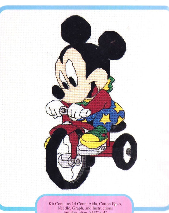 DIY Disney Babies Mickey Mouse Trike Ride Counted Cross Stitch Kit