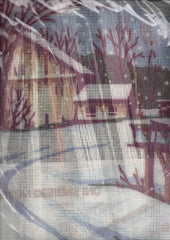 DIY Horizons The Red Flag Snow Scene Cabin Winter Needlepoint Wall Hanging Kit