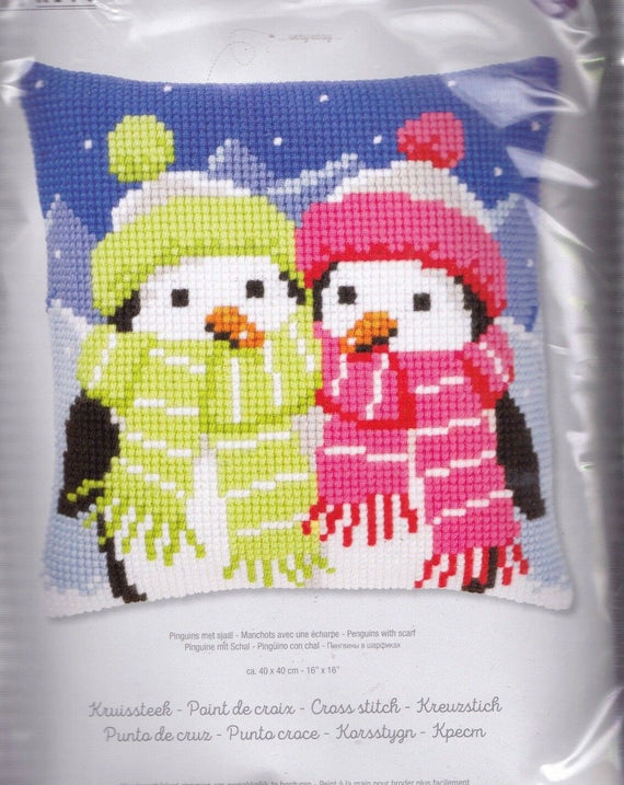 DIY Vervaco Penguins with Scarf Yarn Cross Stitch Needlepoint 16