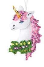 Load image into Gallery viewer, DIY Bucilla Santas Unicorn Rainbow Christmas Holiday Felt Ornament Kit 89280E