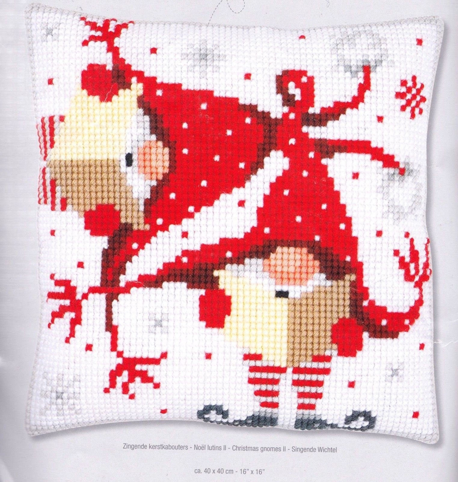 DIY Vervaco Christmas Gnomes Chunky Cross Stitch Needlepoint Pillow Top Kit 16