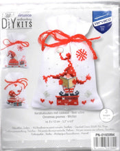 Load image into Gallery viewer, DIY Vervaco Christmas Gnomes 2 Potpourri Gift Bag Counted Cross Stitch Kit set/3