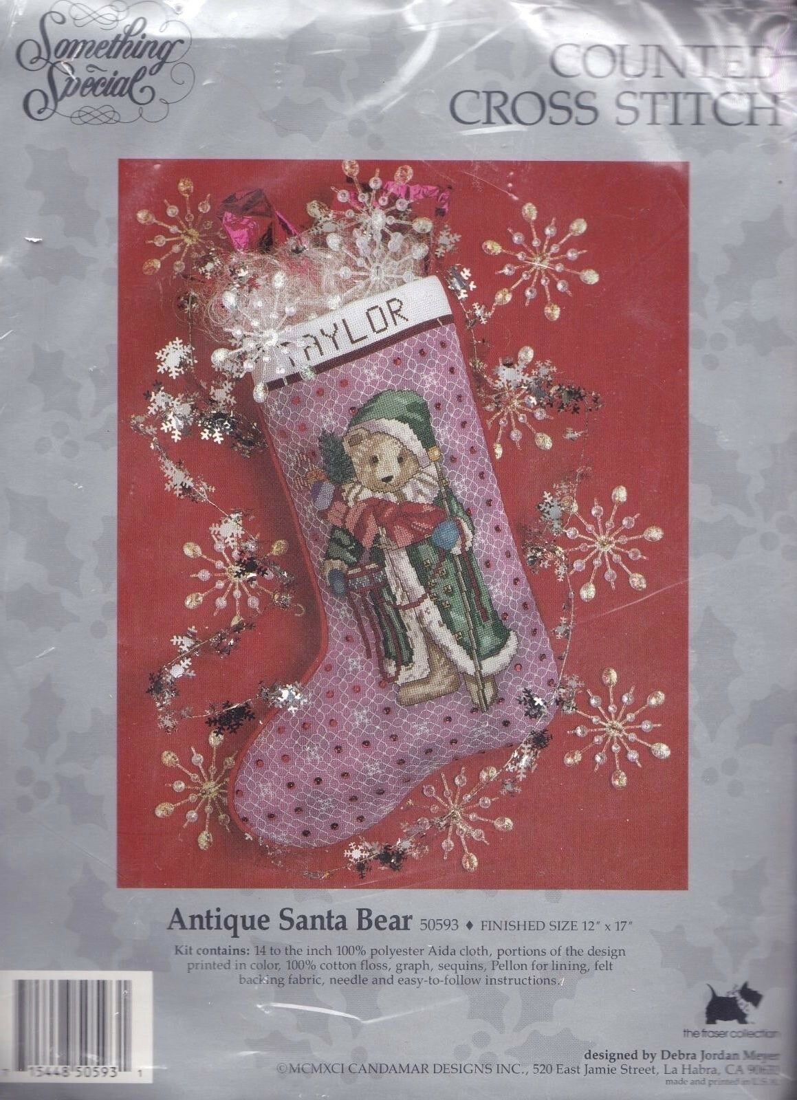 DIY Antique Santa Bear King Christmas Counted Cross Stitch Stocking Kit 50593