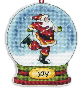 DIY Dimensions Joy Snow Globe Christmas Plastic Canvas Cross Stitch Ornament Kit