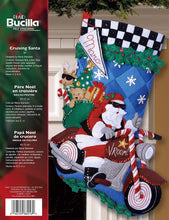 Load image into Gallery viewer, DIY Bucilla Cruising Santa Motorcycle Biker Christmas Felt Stocking Kit 86016