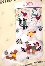 Load image into Gallery viewer, DIY Skating Animals Woodland Christmas Counted Cross Stitch Stocking Kit 50215