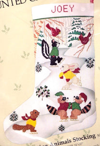 DIY Skating Animals Woodland Christmas Counted Cross Stitch Stocking Kit 50215
