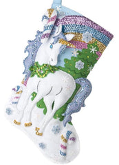 DIY Bucilla Santa's Unicorn Rainbow Holiday Christmas Felt Stocking Kit 89250E