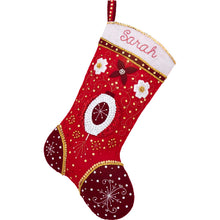 Load image into Gallery viewer, DIY Bucilla Holiday Elegance Red Gold Elegant Christmas Felt Stocking Kit 89068E