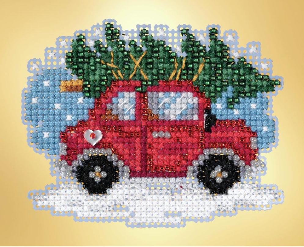 DIY Mill Hill Tree Shopping Car Winter Bead Cross Stitch Magnet Ornament Kit