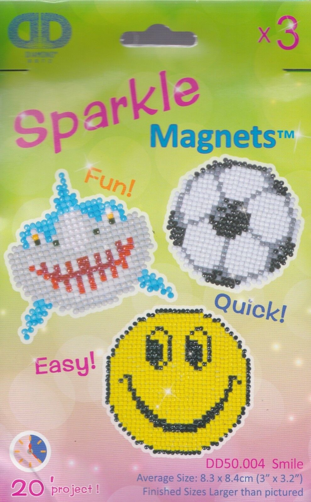 DIY Diamond Dotz Smile Shark Soccer Emoji Face Kids Facet Magnet Bead Craft Kit