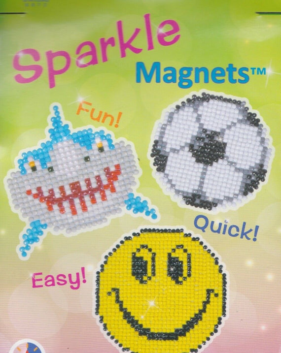 DIY Diamond Dotz Smile Shark Soccer Emoji Face Kids Facet Magnet Bead Craft Kit