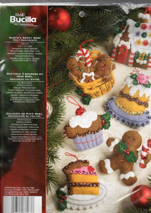 DIY Bucilla Santas Sweet Shop Cookies Baking Christmas Felt Ornament Kit 86187