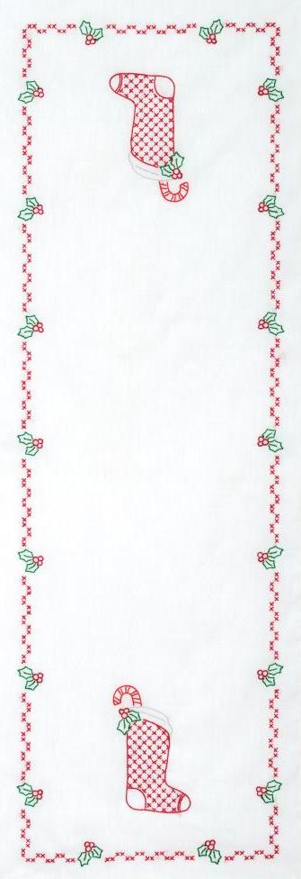 DIY Jack Dempsey Stocking Christmas Stamped Cross Stitch Table Runner Scarf Kit