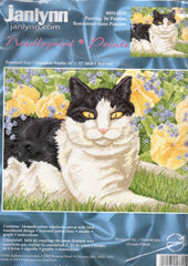 DIY Janlynn Purring In Pansies Cat Kitten Spring Flower Needlepoint Kit 053 0315