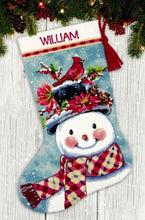 Load image into Gallery viewer, DIY Dimensions Seasonal Snowman Christmas Needlepoint Stocking Kit 09159