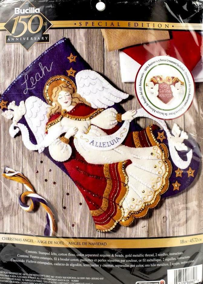 DIY Bucilla Christmas Angel Dove Alleluia Heavenly Felt Stocking Kit 86860
