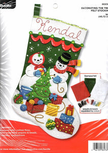 DIY Bucilla Decorating the Tree Snowman Christmas Felt Stocking Kit 86936E