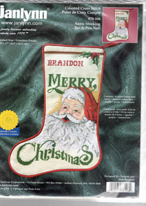 DIY Traditional Santa Merry Christmas Counted Cross Stitch Stocking Kit 78-6
