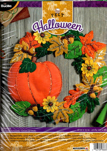 DIY Bucilla Fall Thanksgiving Halloween Decoration Wreath Felt Craft Kit 86831