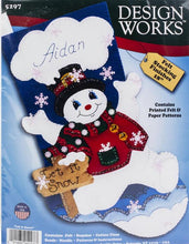 Load image into Gallery viewer, DIY Design Works Let it Snow Snowman Winter Christmas Felt Stocking Kit 5297