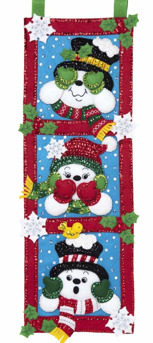 DIY Bucilla See No Evil Snowmen Christmas Holiday Hanging Felt Craft Kit 89220E