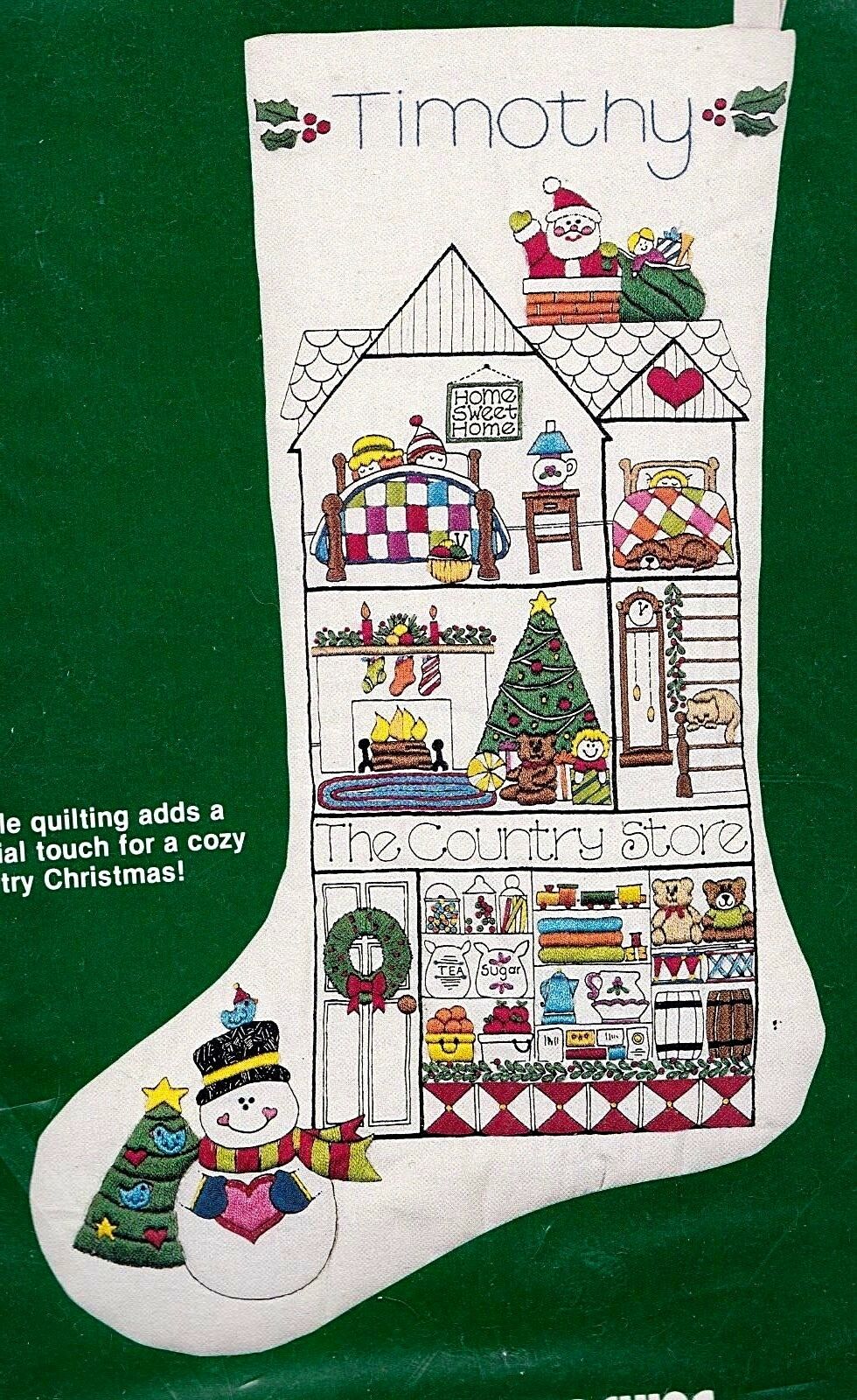 DIY Needlepoint Counted Cross Stitch Cozy Christmas Stocking