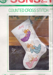DIY Angels on High Musical Christmas Counted Cross Stitch Stocking Kit 2906