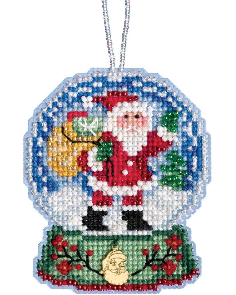 DIY Mill Hill Santa Globe Christmas Holiday Glass Bead Cross Stitch Ornament Kit