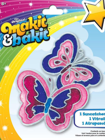 DIY Makit & Bakit Butterflies Pink Stained Glass Suncatcher Kit Kids Craft
