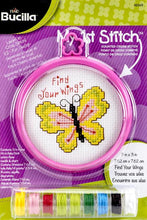 Load image into Gallery viewer, DIY Bucilla Find Your Wings Butterfly Kids Beginner Counted Cross Stitch Kit