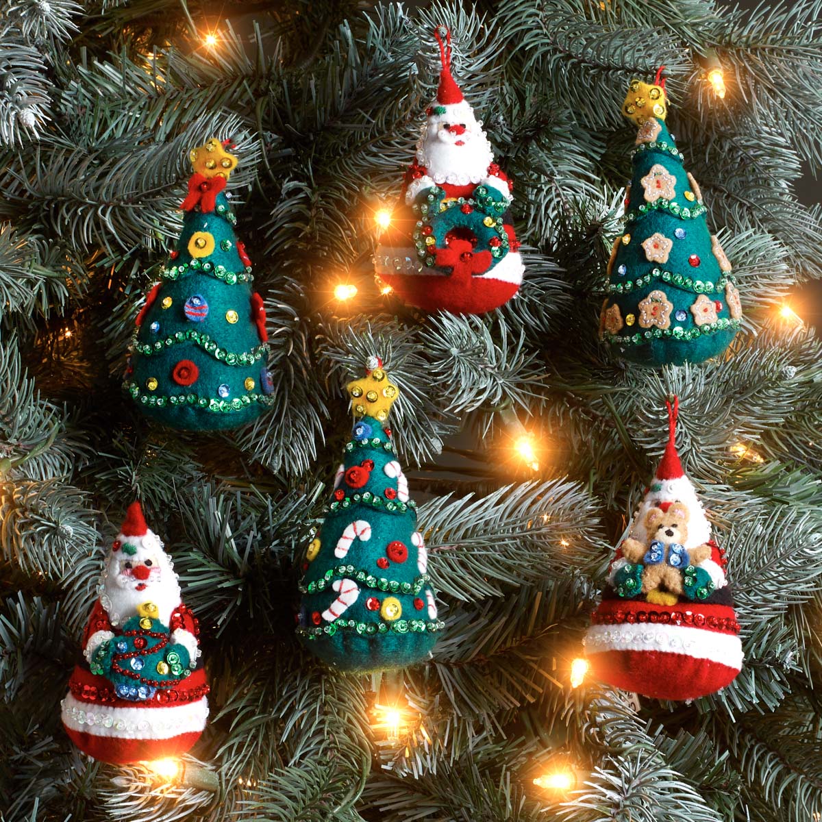 DIY Bucilla Santas Tree Treasures WInter Christmas Felt Ornament Kit ...