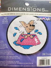 Load image into Gallery viewer, DIY Dimensions Perky Puppy Kids Beginner Counted Cross Stitch Kit w Frame