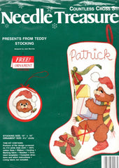 DIY Presents from Teddy Bear Christmas NO Count Cross Stitch Stocking Kit 02828