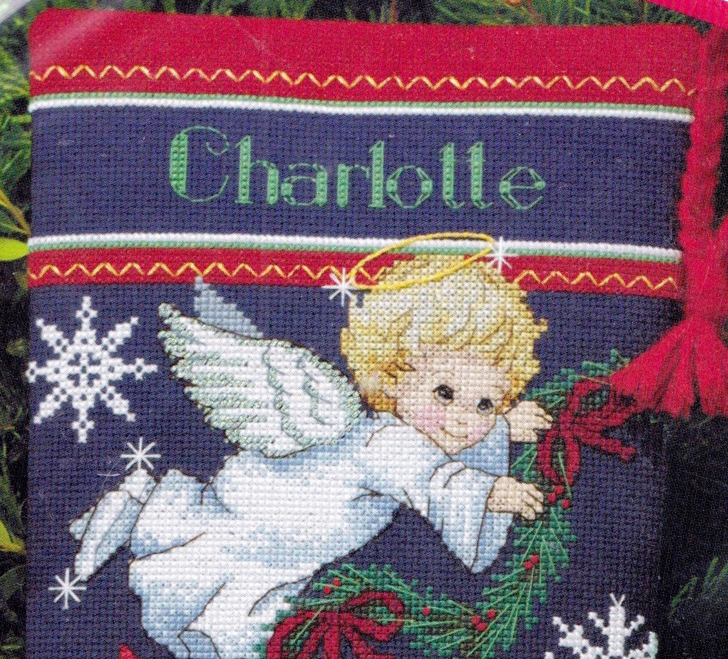 Semanka Stamped Cross Stitch Kits,Christmas Eve Angel,Funny Cross Stitch  Kits for Adults,Easy Counted Cross Stitch Kits for Beginners,15.74” X  19.68”