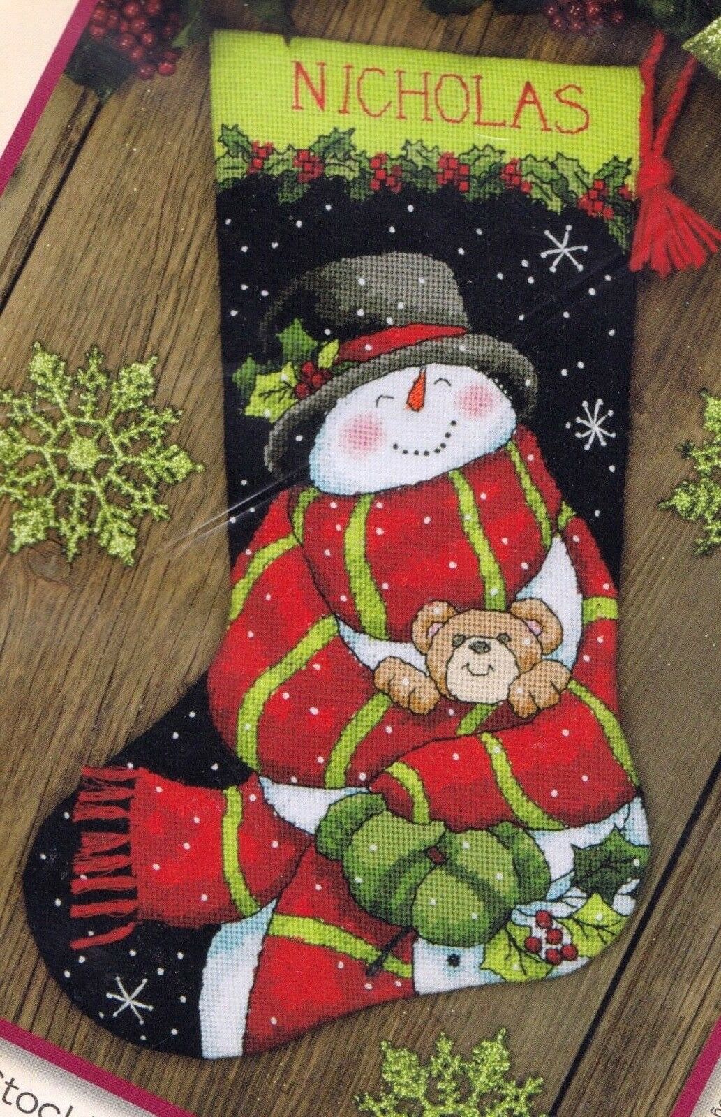 Dimensions Snowman & Bear Stocking Needlepoint Kit (16 Long Stitched in Floss)