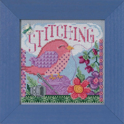 DIY Mill Hill Stitching Bird Flowers Spring Button Bead Cross Stitch Picture Kit