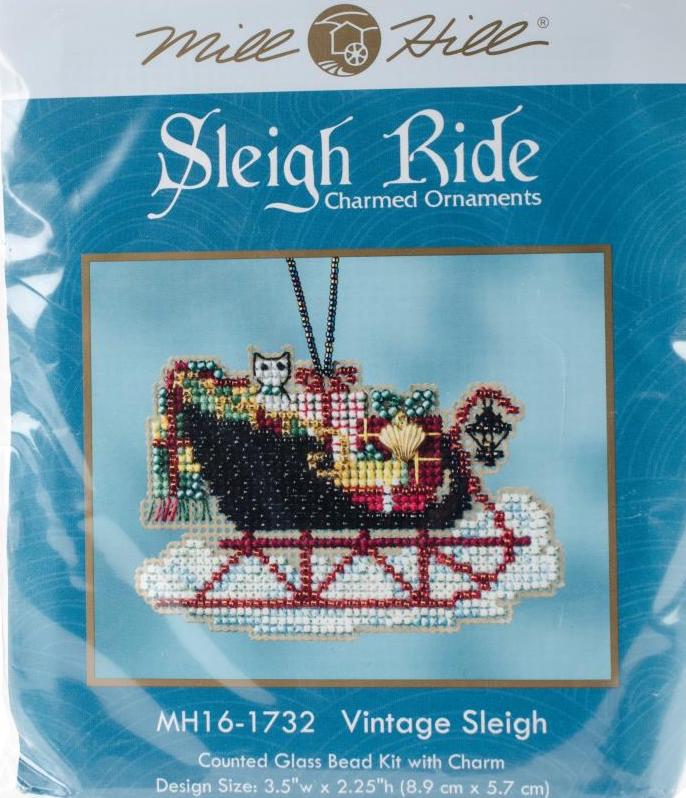 DIY Mill Hill Vintage Sleigh Christmas Eve Glass Bead Cross Stitch Ornament Kit