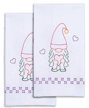 Load image into Gallery viewer, DIY Jack Dempsey Valentine Gnome Heart Stamped Embroidery Hand Towel Kit 320611