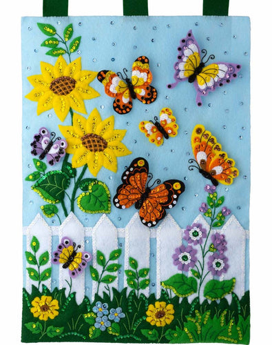 DIY Bucilla Butterfly Garden Spring Flowers Felt Wall Hanging Craft Kit 89470E